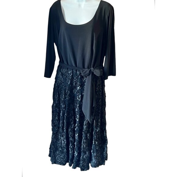 Alex Evenings Dresses & Skirts - Alex Evenings Blk Dress 3/4 Sleeves Sequins Lace patassimenterie Women's Size 18